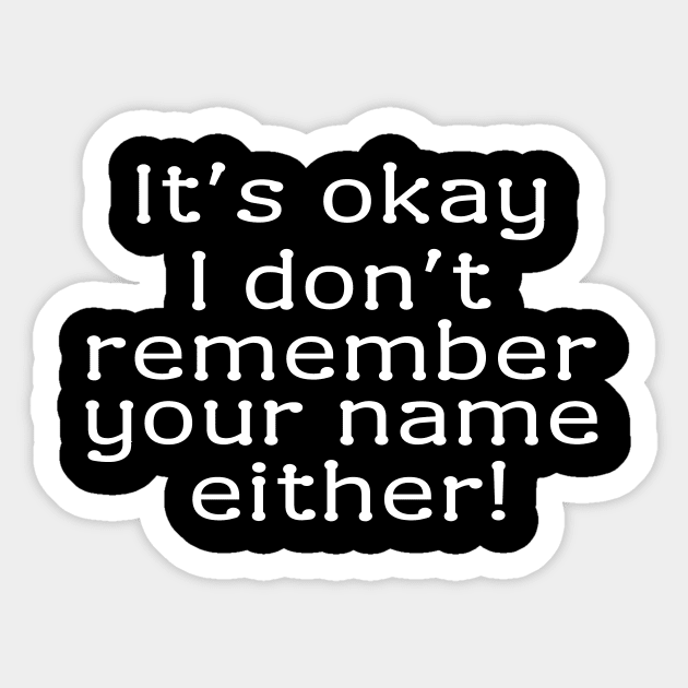 It's okay! I don't remember your name either Sticker by Meow Meow Designs